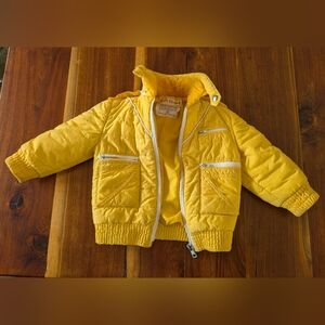 18mos French Vintage Puffer Parka Jacket Louis Feraud Canary Yellow